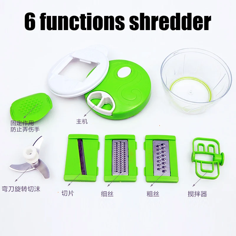 Multifunction Vegetable Chopper Stainless Steel 6 Sets Shredder Slicers Strips Device Manual Meat Grinder | Дом и сад