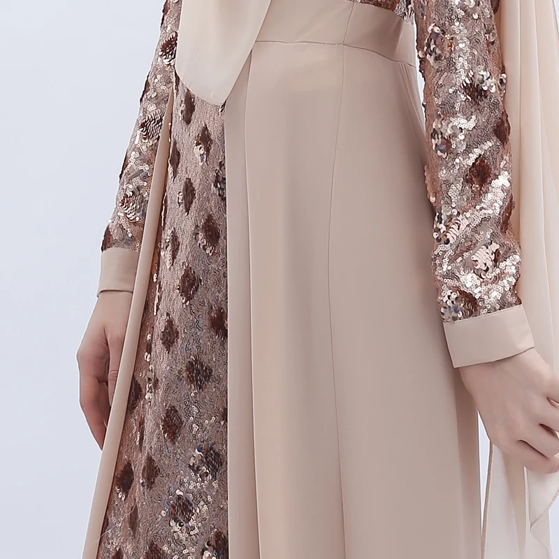 Sequin Vestidos Абая для мусульман, Дубай Арабский пакистанский хиджаб платье для женщин турецкие платья кафтан Elbise Eid халат Musulmane