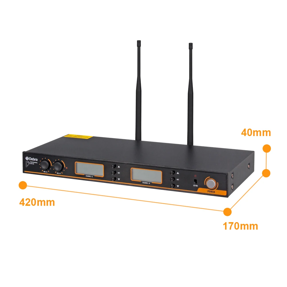Микрофон Debra Audio S200 UHF 2*100 с регулируемой частотой беспроводная система ручными