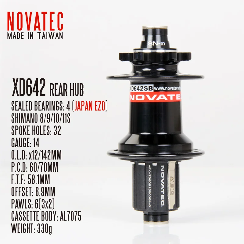 Новатек XD642SB MTB XC AM FR Bike концентраторы 32 отверстия 12x142 через Голенище высокое