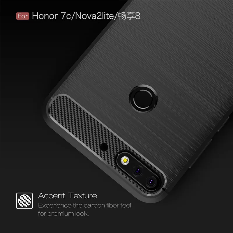 Huawei Y7 Prime 2018 Роскошный Матовый Мягкий ТПУ чехол из углеродного волокна для Nova 2 Lite