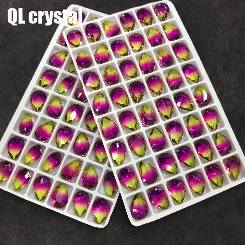 QL Хрустальный Турмалин со стеклянным кристаллом 10x14 мм с заостренным основанием