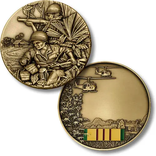 

Custom U.S. Vietnam War Service Ribbon cheap 3D Engravable Challenge coins high quality custom round military Coin