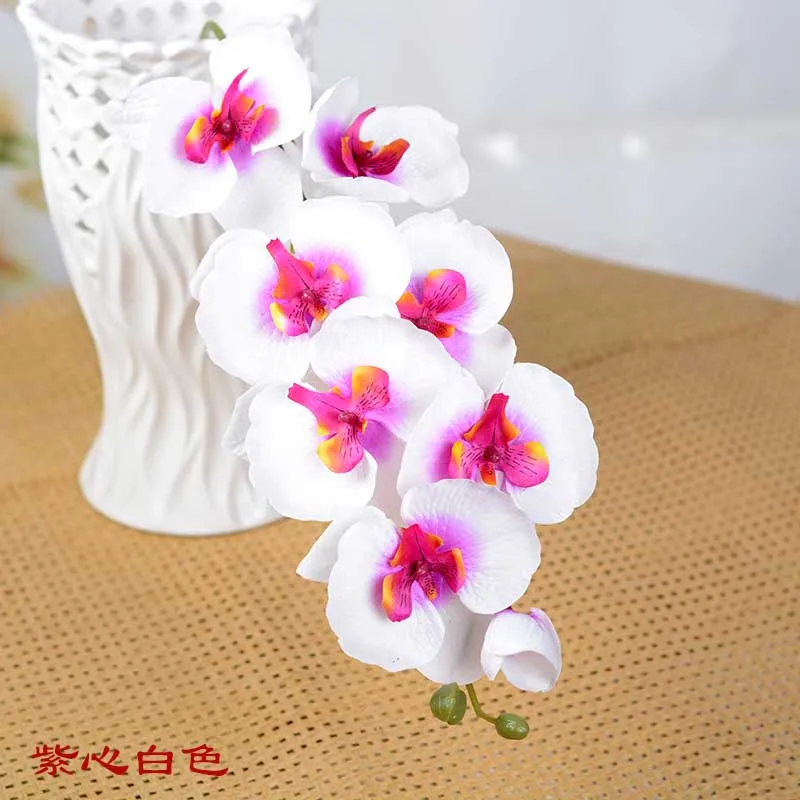 Purple White 3D искусственная Орхидея, Бабочка, цветы, имитация мотылька, цветок орхидеи для дома, свадьбы, DIY, украшение, настоящее прикосновение, украшения для дома - Цвет: Purple White