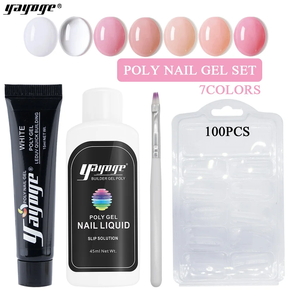 

Yayoge Poly Nail Gel Set LED Clear UV Gel Varnish Nail Polish Kit Quick Building For Nails Extensions Gel Poly Nail gel Kit