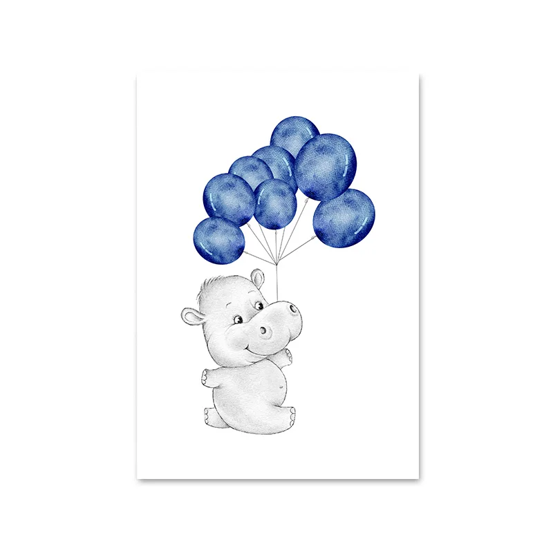 Picture 6 Animal Balloon Picture Baby Nursery Wall Art Canvas Child Poster Bunny Elephant Print Painting Nordic Kid Bedroom Decoration - Цвет: Picture 6