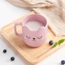 Милая чашка с рисунком кота, чашка с ручкой, молоко, кофе, пшеничная солома, пластиковая чашка для воды, дорожная забавная кружка для детей, подарок на рождественскую вечеринку Милая чашка с рисунком кота, чашка с ручкой, молоко, кофе, пшеничная солома, пластиковая чашка для воды, дорожная забавная кружка для детей, подарок на рождественскую вечеринку
