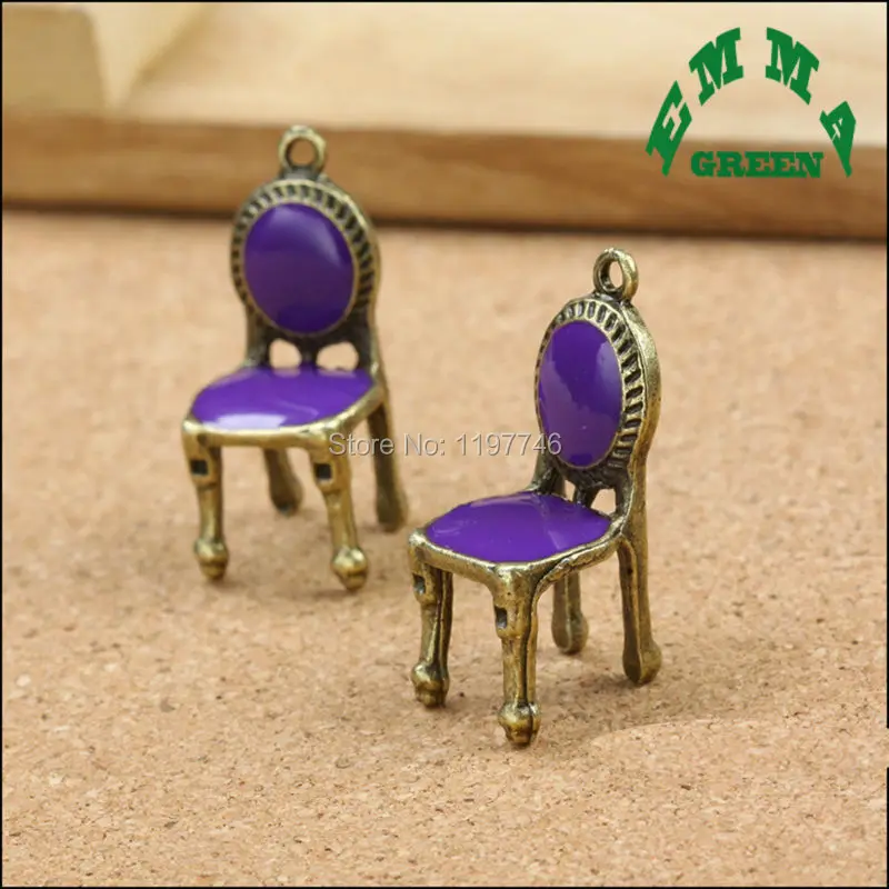 

2017 Newest Purple Black Enameled Zinc Alloy Charms Antique Silver Plated Chair Windmill Jewelry Findings Accessories Fit DIY