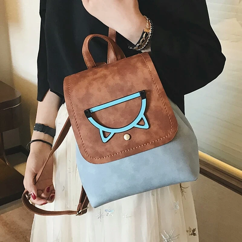 2017 new south Korean edition small and fresh hit the color fan you double shoulder bag fashion knapsack female |