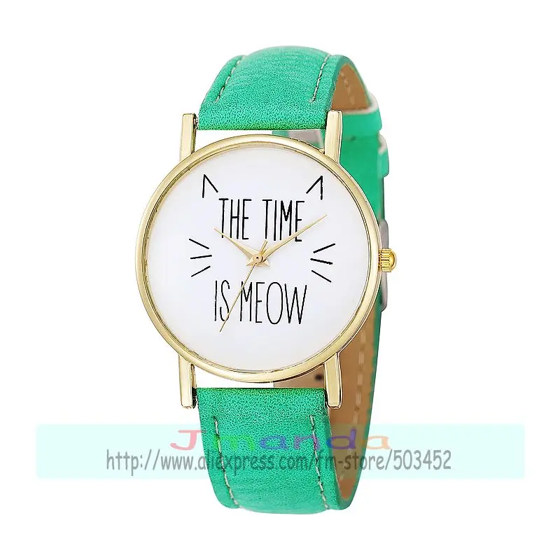 100 шт./лот 8002 Новое поступление модных золотых кожаных часов с логотипом time is meow