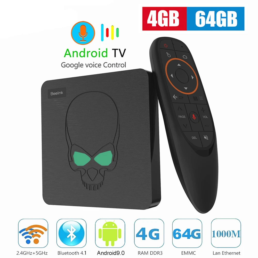 ТВ приставка Beelink GT King S922X Android 9,0 LDDR4 4 Гб 64 Гб Голосовое управление 2,4G 5,8G Wifi BT4.1 USB3.0 1000M GT King Android tv Box