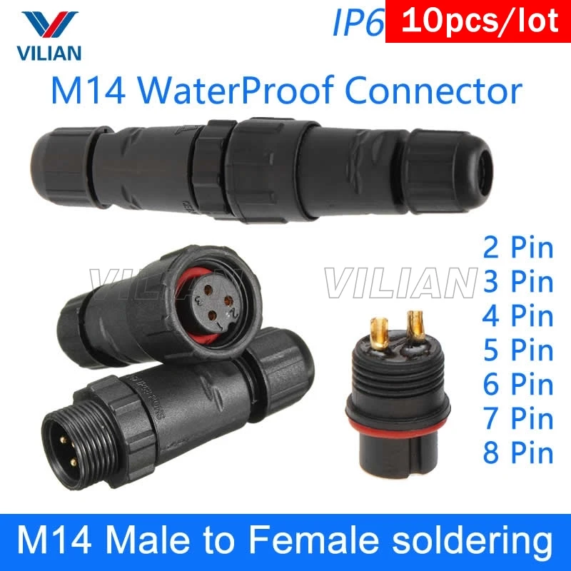 M14 Водонепроницаемый Электрический провод разъем штекер IP67 Светодиодный