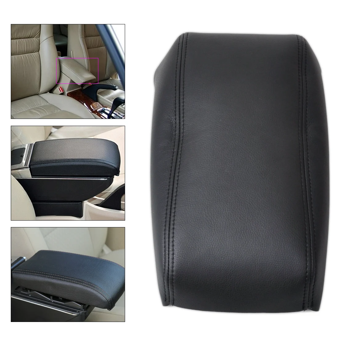 CITALL DIY черная кожа дышащая Передняя консоль крышка подлокотника Perfector для Honda Accord