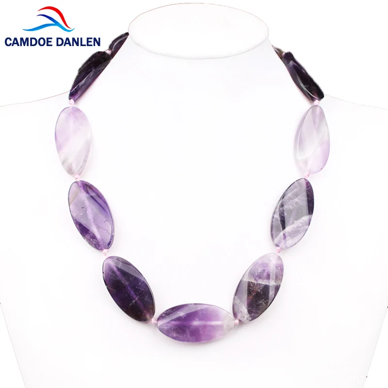 Женское Ожерелье в стиле бохо CAMDOE DANLEN Amethysts с натуральным камнем 50 см длинное