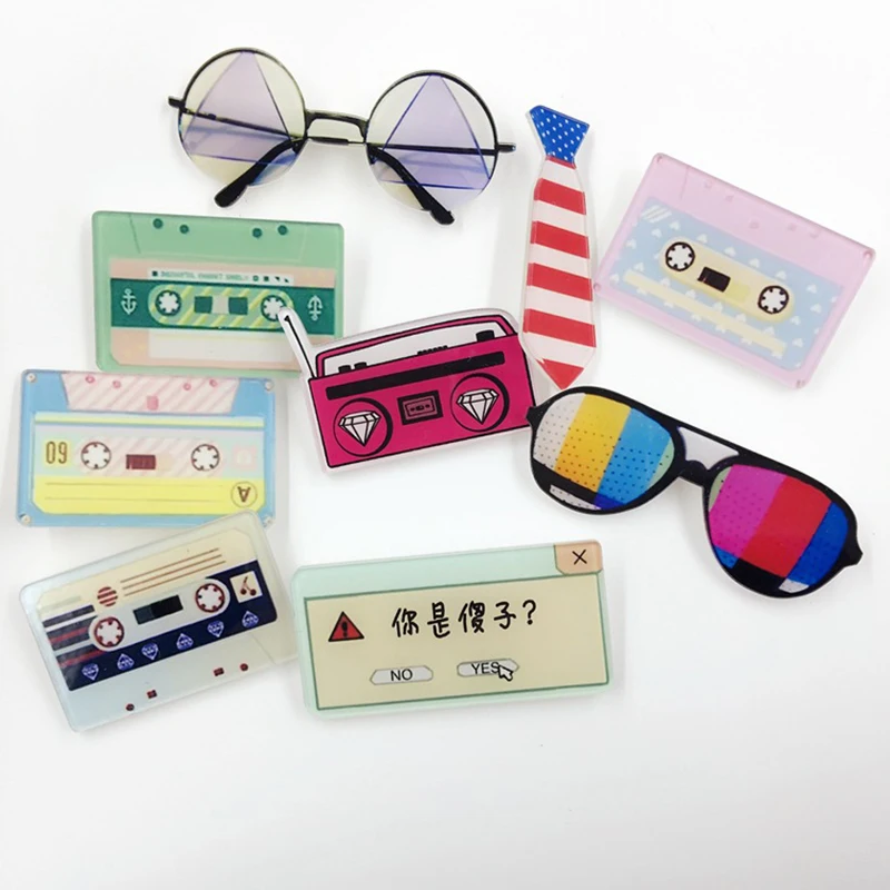 Новое поступление 1 шт. разнообразные акриловые Значки для радио очков 3D булавка