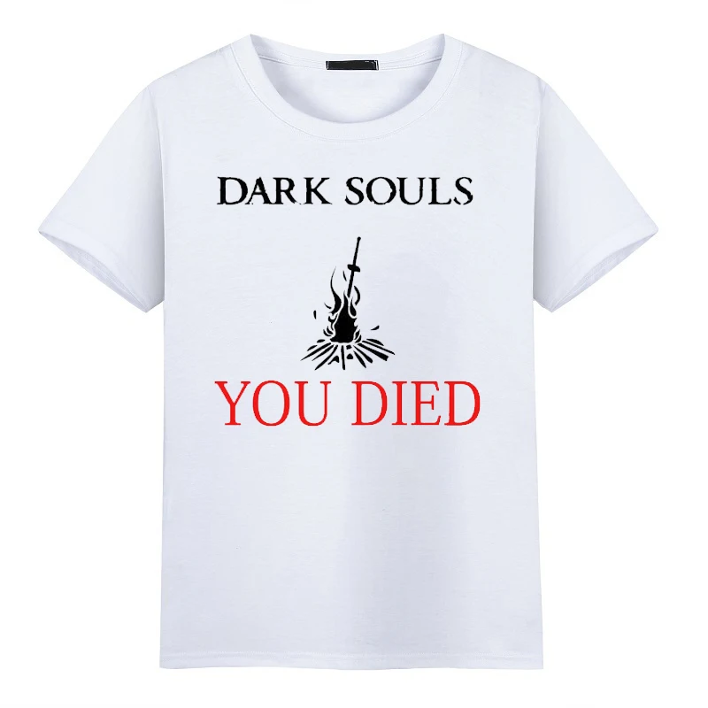 Новейшие Модные Для мужчин футболки Dark Souls 3 игры костер логотип с круглым вырезом