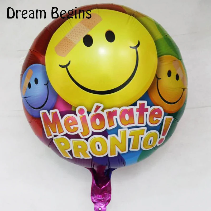 DB 2Pcs lot English get well soon best wishes health discharge party decoration 18inch round foil blessing spanish balloons | Дом и сад