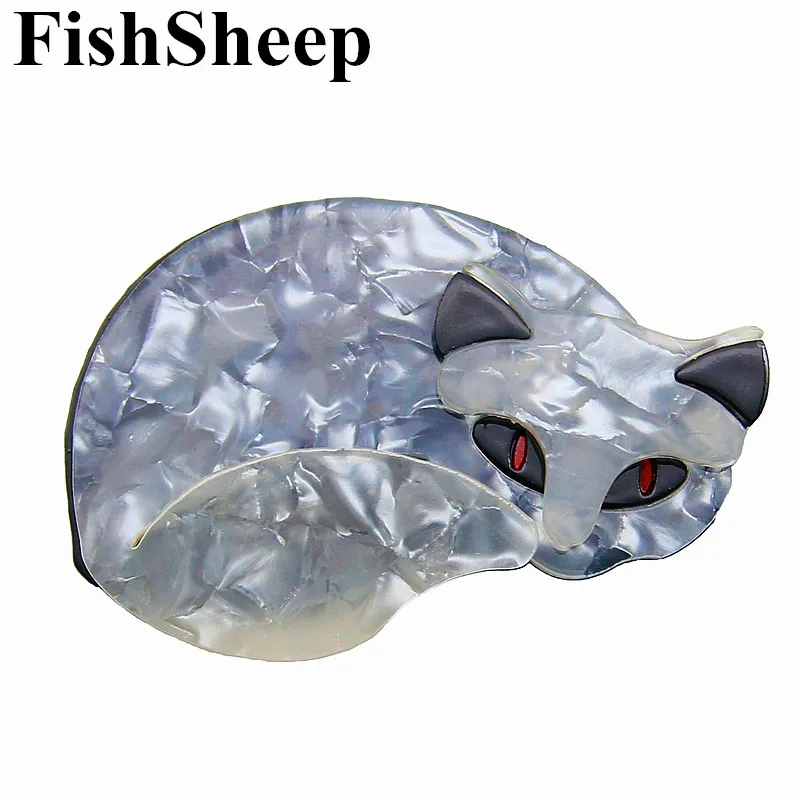 FishSheep, Акриловые Броши с лисой для женщин, модные пластиковые броши в виде кошки и значки на булавке, подарки, новинка, аксессуары для платья