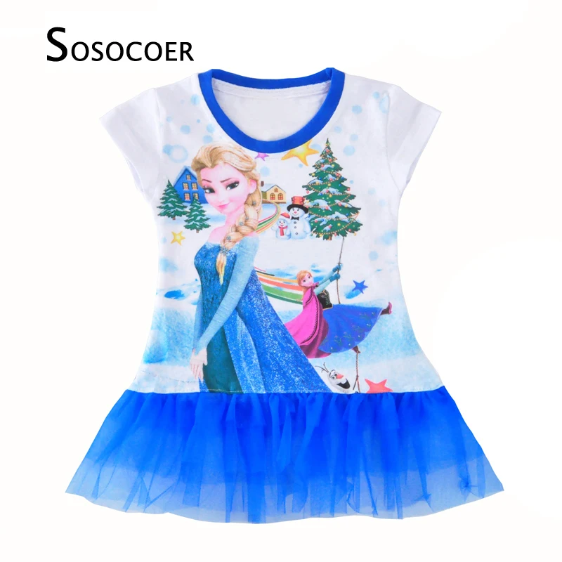 

SOSOCOER Toddler Girl Princess Dress Costumes Summer Style Kids Party Dresses Cartoon Character Lace Dress Baby Girls Clothes