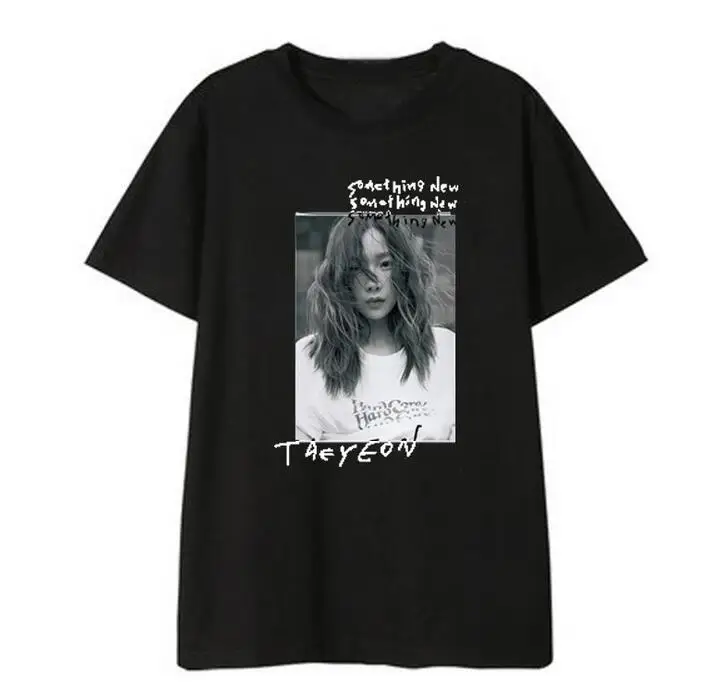 Kpop/Летняя футболка с круглым вырезом и принтом в виде альбома taeyeon для девочек, свободная футболка унисекс с короткими рукавами, 2 стиля