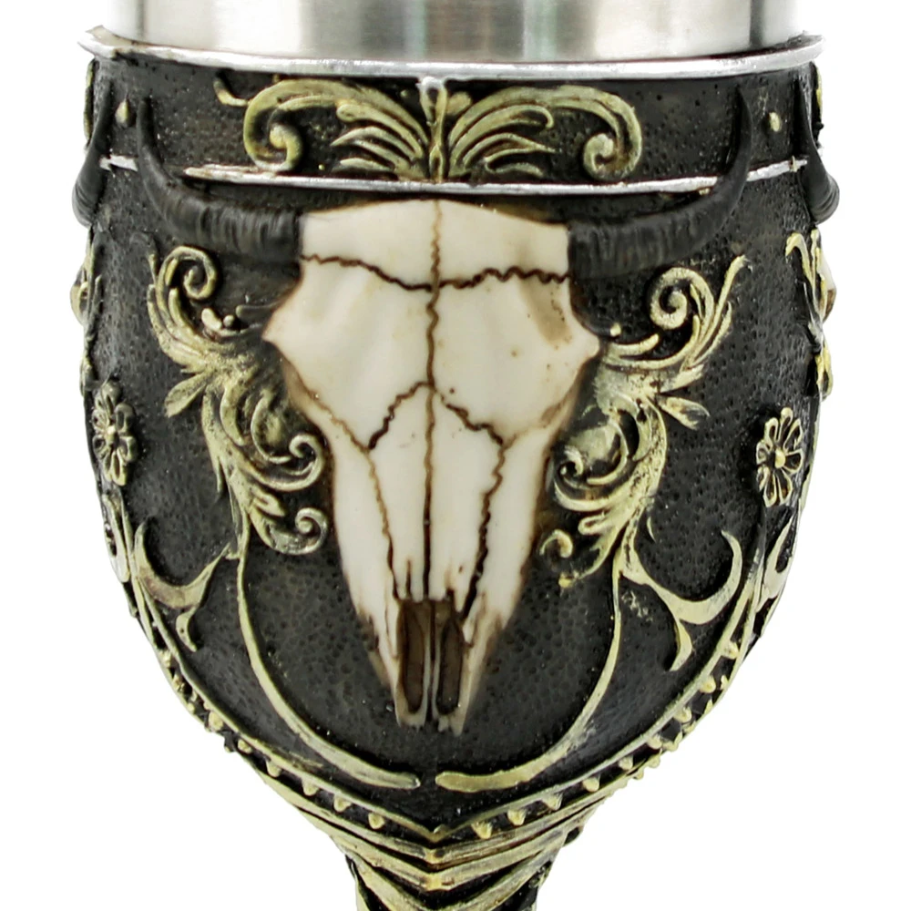 1 шт роскошный 3D длинные коровий рог Череп Скелет склеп бокал вина чаша пустыне