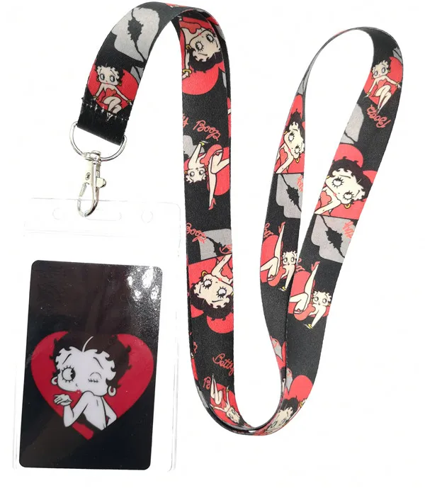 1 шт. сексуальные BETTY BOOP женские ремни на шею, автобус метро Lanyards ID Card, женские брелоки подарки для детей - Цвет: B