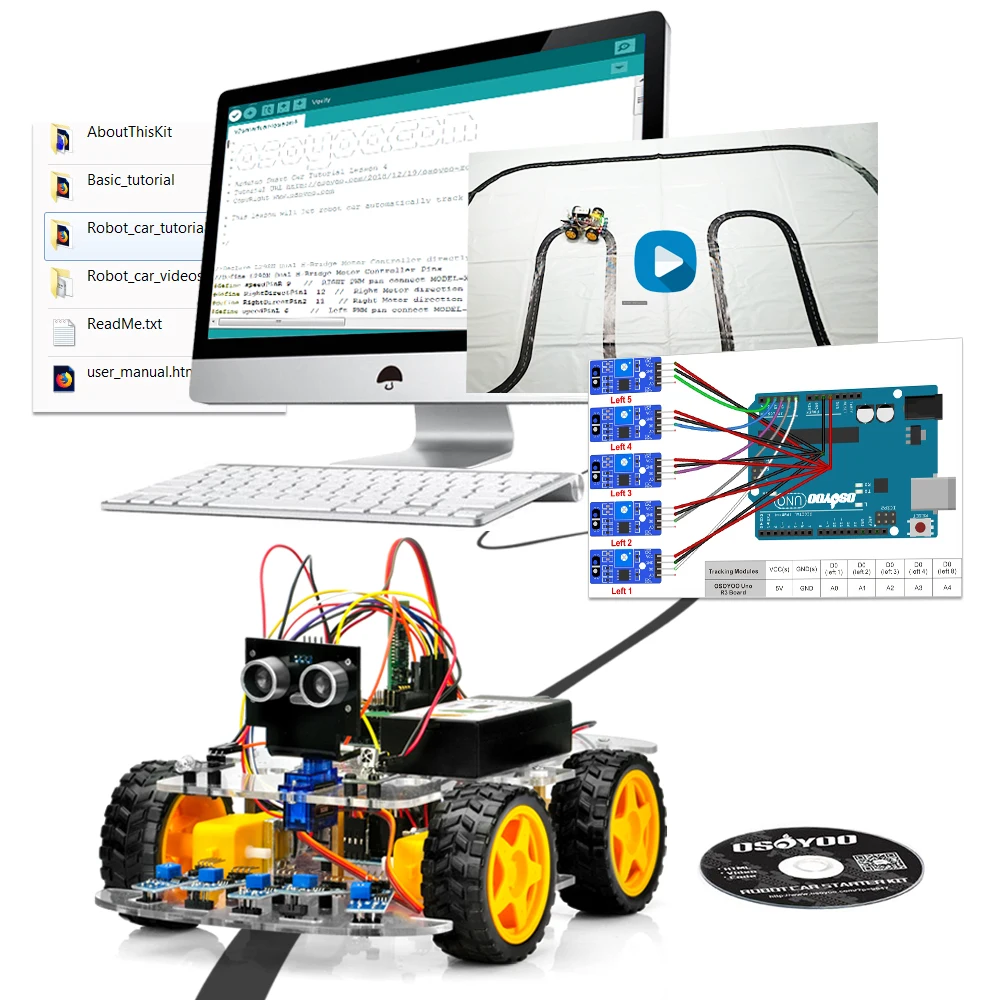 OSOYOO 4WD робот автомобильный стартовый набор V2.0 для Arduino UNO умный проект приложение симулятор вождения Стволовые игрушки подарки для детей подростков
