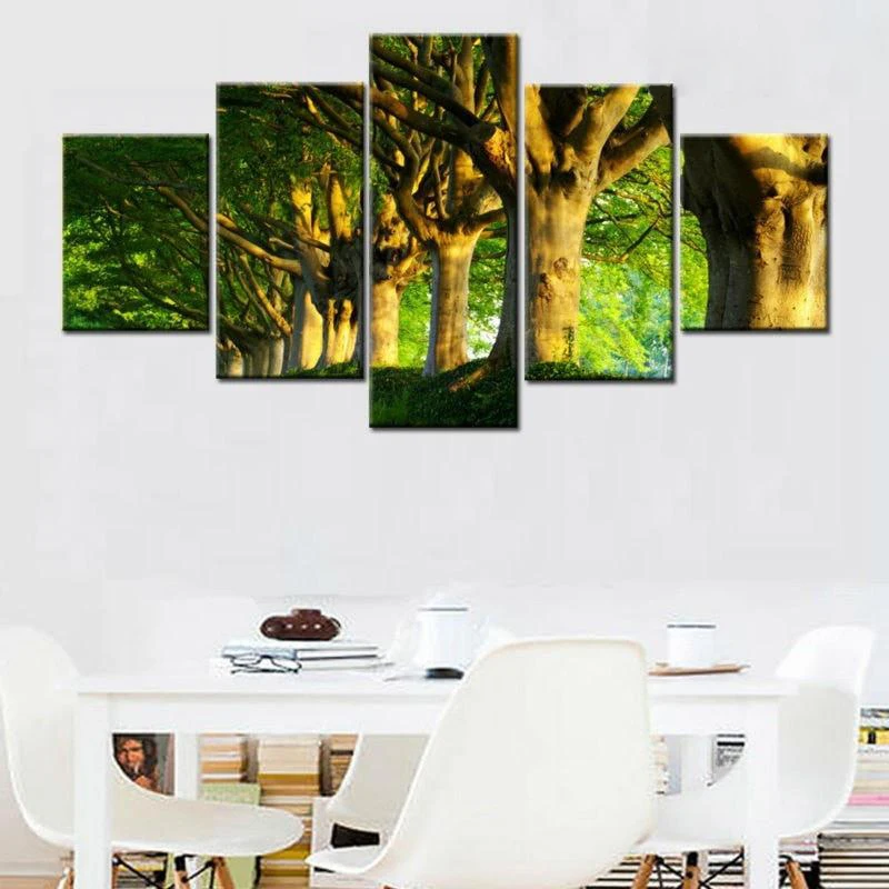 

Printed Painting Home Decor Green Trees Landscape 5 Pieces Canvas Painting Wall Art Print Poster Home Decor For Living Room