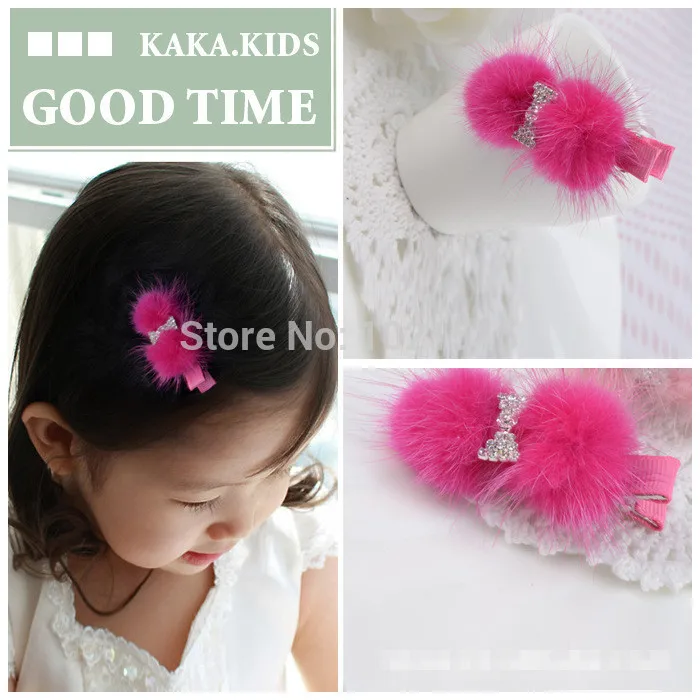 Заколка для волос с кроличьим мягким и норковым мехом заколки девочек аксессуары