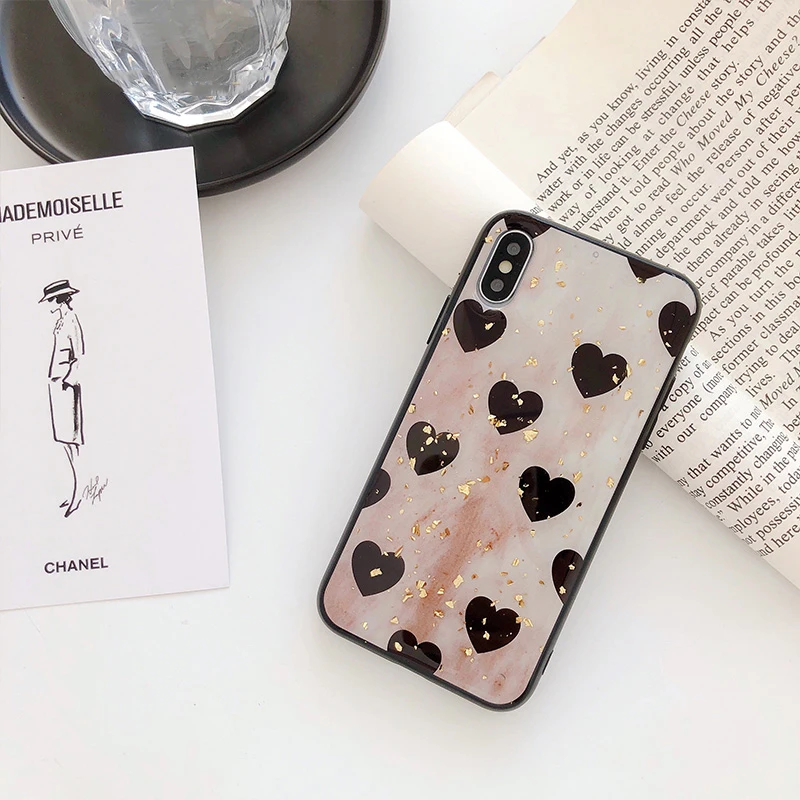Чехол для телефона GlamPhoneCase с милым сердечком и золотой фольгой iPhone XS Max XR X 8 8plus 7 7plus