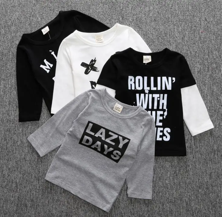 Детская модная футболка с буквенным принтом для мальчиков и девочек детская