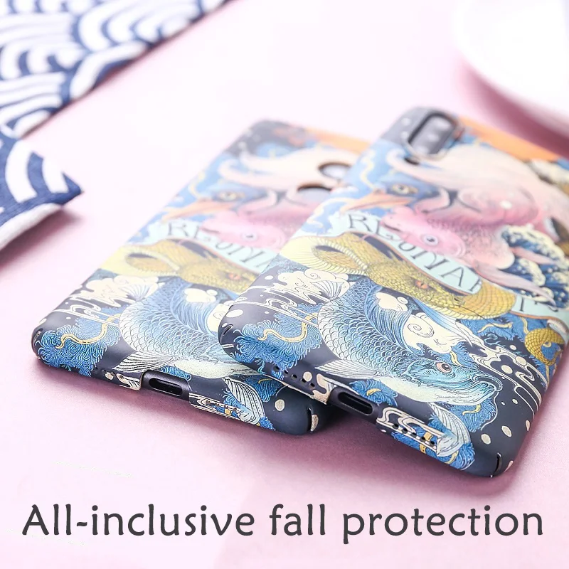 Японский жесткий чехол ukiyo-e Edo period Koi fish для XIAOMI MI9 MI9SE MI8 MI8SE MI8LITE MIX3 MIX2S |