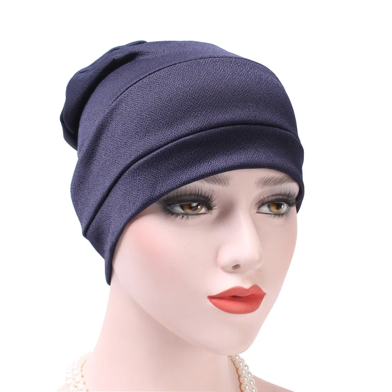 

Muslim Women Elastic Cotton Solid Turban Hat Skull Chemo Beanies Cap Hijab Headwear For Cancer Hair Loss Cover Accessories