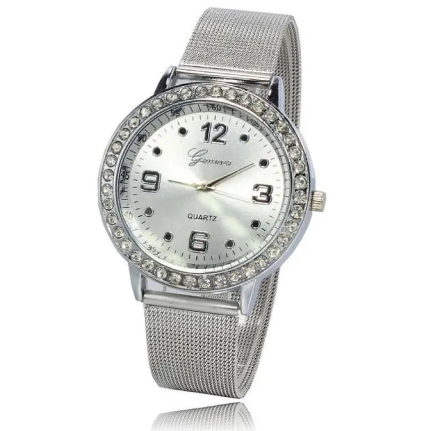 Fashion Silver Dial Mesh Quartz Watch Women Metal Stainless Steel Dress Watches Relogio Feminino Gift montre femme Clock #C kademan 2020 dress gold watch women crystal diamond watches adies wrist watches stainless steel silver clock women montre femme