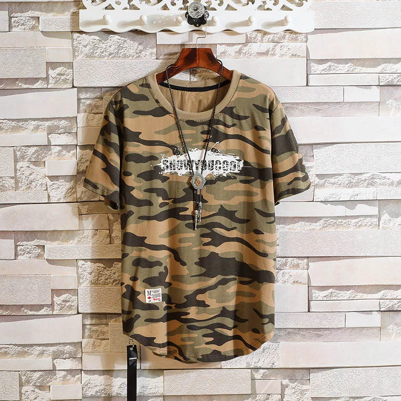 

Cotton canusl T shirts summer Men short Sleeve Tactical Camouflage T-shirt camisa masculina Letter printing Military Army shirt