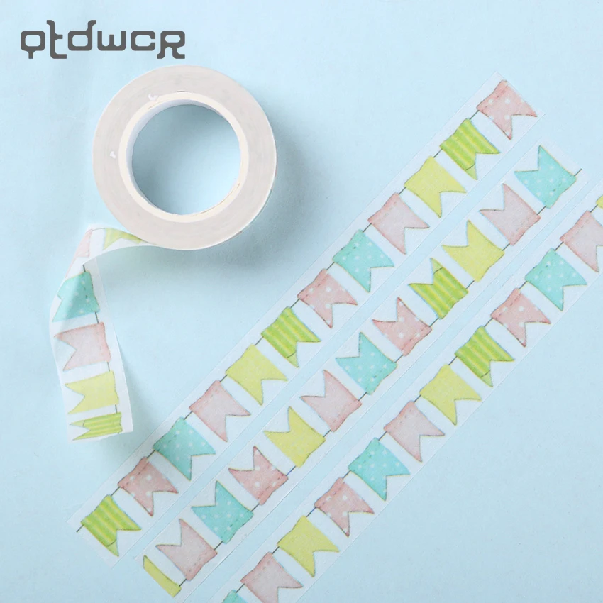 

1PC Creative Washi Decorative Adhesive Tape Flags Pattern Masking Washi Tape Diary Sticker Gift 1000 cm