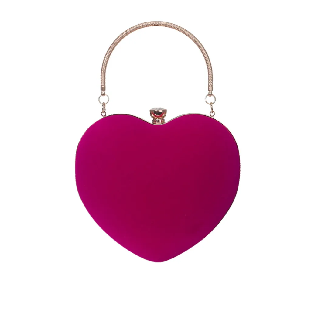 Hot Pink Сумочка через плечо сумки Для женщин в форме сердца вечерняя сумочка вечерние кошелек-клатч в Корейском стиле в форме сердца Сумочка через плечо сумка Dropship May22 - Цвет: Hot Pink