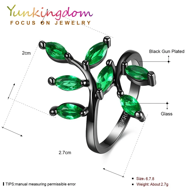 Yunkingdom Leaves Shaped Zircon Crystal Finger Rings for Women Gifts Fine Jewelry Fashion Party | Украшения и аксессуары