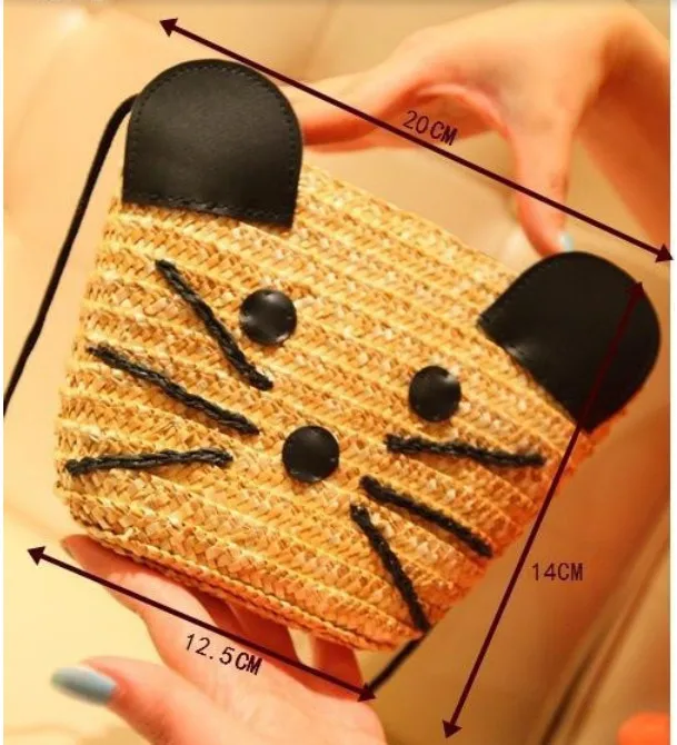 

Popular Small mouse straw rattan messenger women's shopping shoulder straw bag