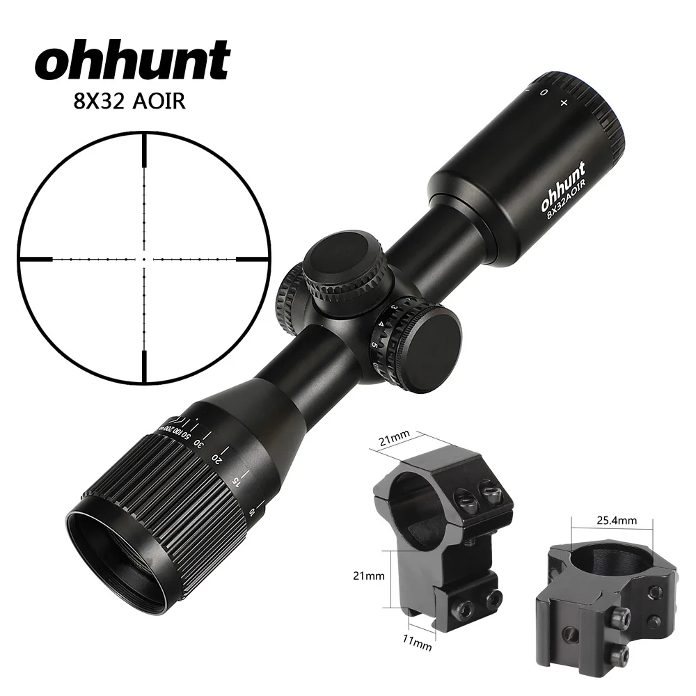 25.4mm-Dovetail-SGZ Ohhunt 8X32 AOIR охотничий компактный прицел для винтовки Mil Dot с подсветкой Стекло травленый визир прицел тактический оптика прицел - Цвет: 25.4mm-Dovetail-SGZ