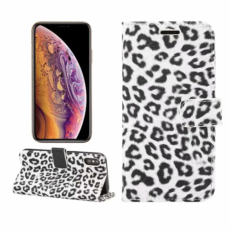 Леопардовый чехол для телефона iPhone 5 5S SE 6 6 S 7 8 plus X XS XR MAX панель для телефона кронштейн двухслойный кармашек для банковских карт PU+ чехол из ТПУ