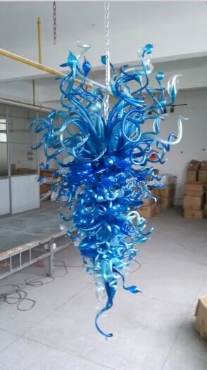 

Unique Design Frosted Blue Color Cheap Handicraft Blown Glass Chandeliers