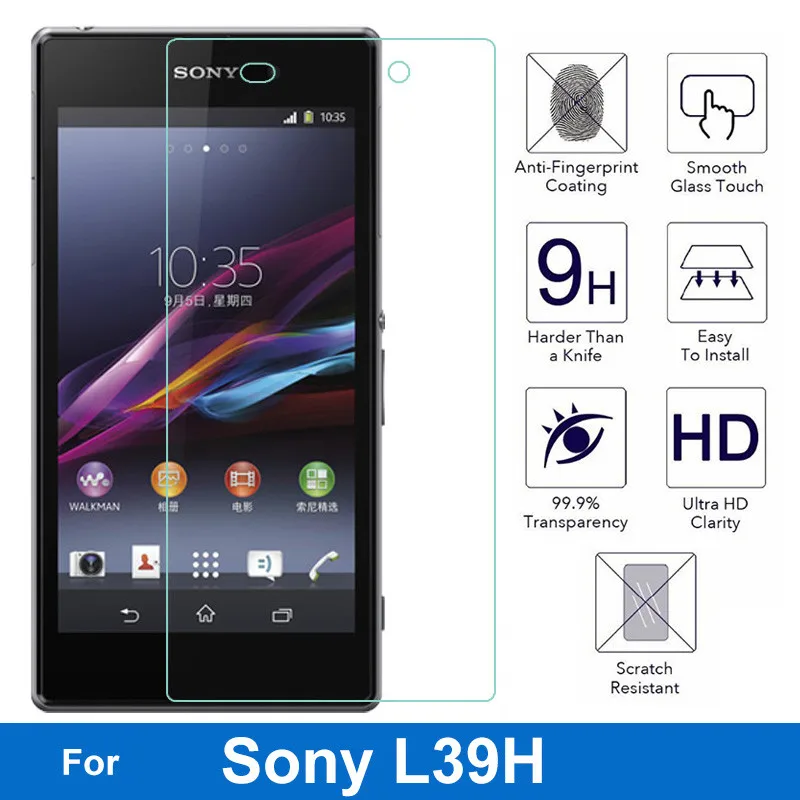 Ультратонкое закаленное стекло 0 26 мм с нано покрытием для Sony Xperia Z1 L39H C6902 LTE C6903 C6906