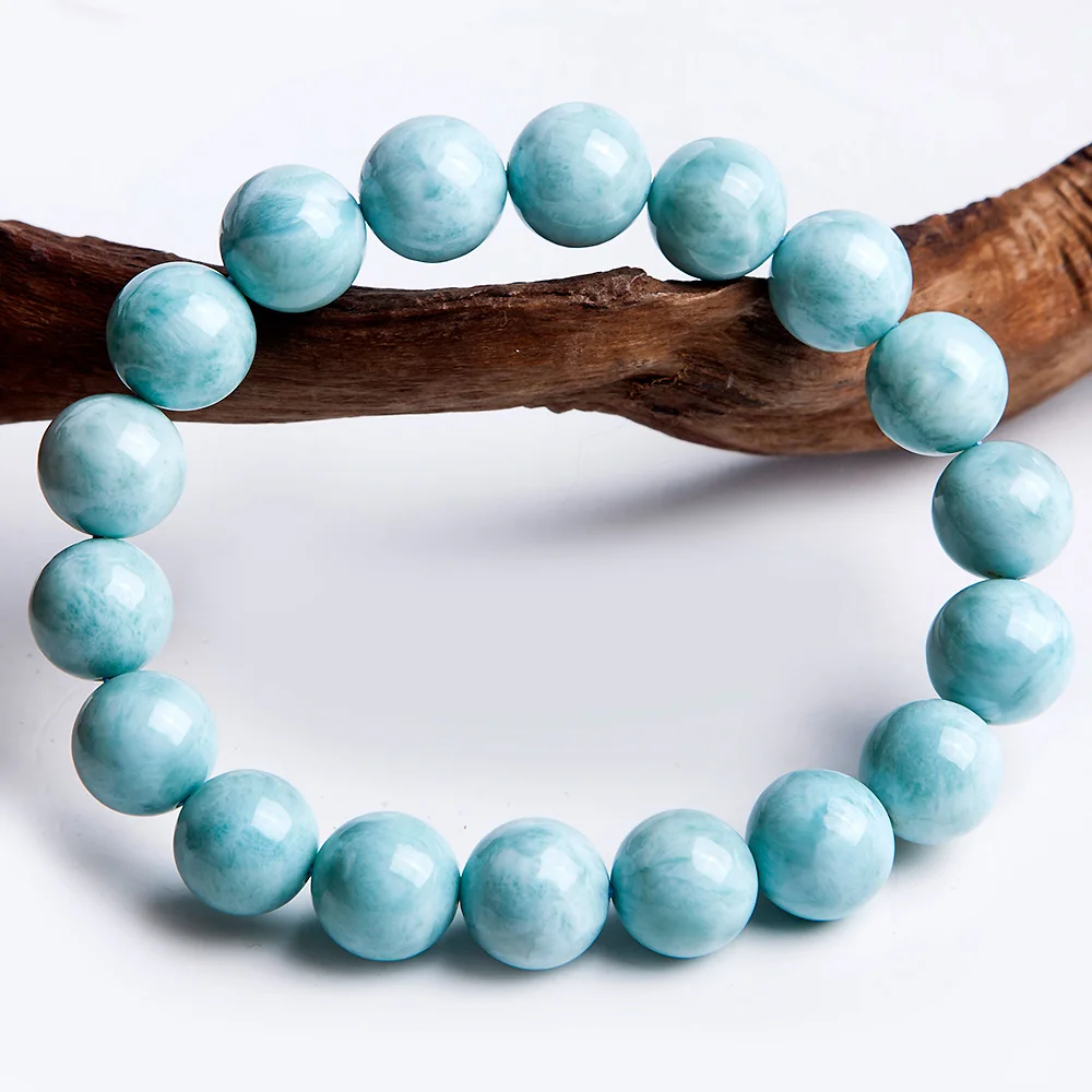 11 мм браслет из натуральных синих бусин Larimar от Dominica Gemstone Healing Stretch Water Pattern