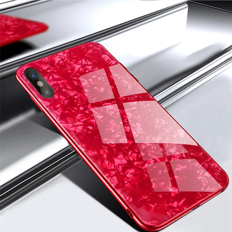 Чехол с узором из закаленного стекла для iPhone XMAX X покрытие мягкого ТПУ