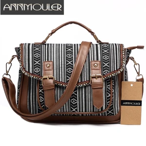 Винтажная женская сумка на плечо Annmouler, Холщовый ранец, мессенджер с принтом черепа, вместительный тоут через плечо для девушек