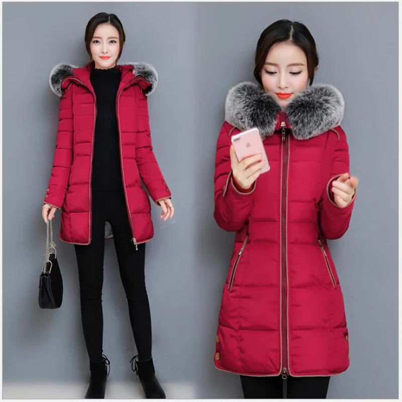parkas mujer 2019 women winter coat hooded warm plus size cotton padded jacket female long parka womens wadded G133 | Женская одежда