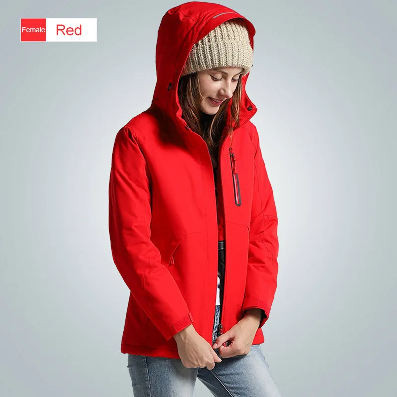 Women red USB умная зарядка нагревательная куртка зимняя теплая одежда из углеродного волокна теплая термостатическая одежда(power bank не входит в комплект - Цвет: Women red
