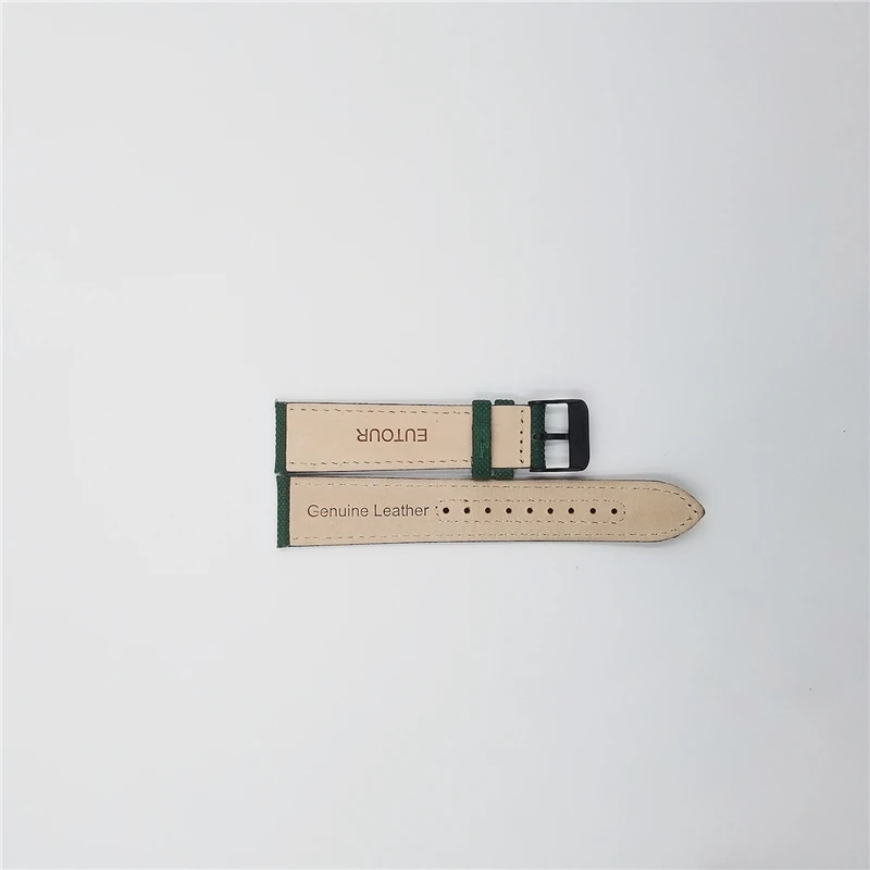 20 мм личи холст лицо натуральная кожа внутренний ремешок для часов Черный