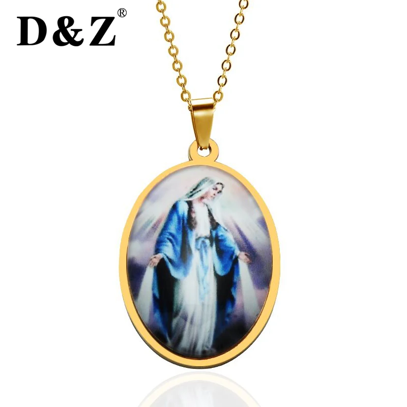 D & Z католическая религиозная девственница Mary ожерелье золотого цвета из
